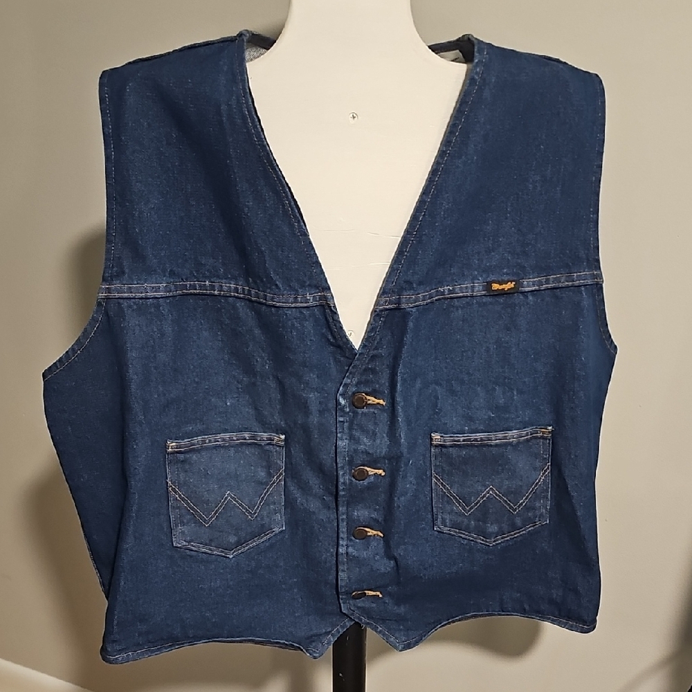 Wrangler Blue Denim Vest with Button Detail